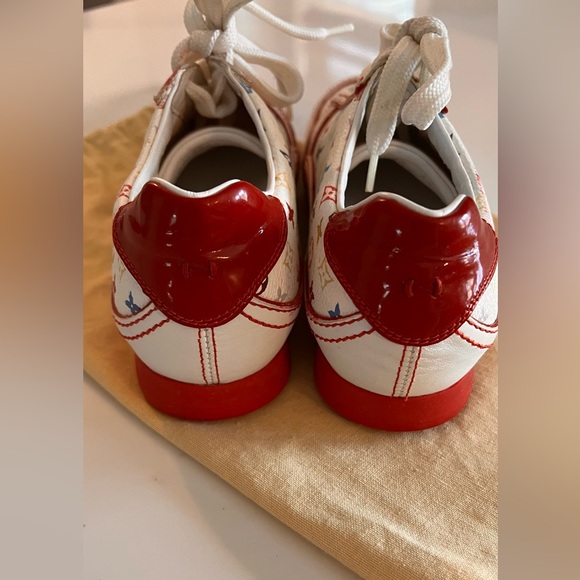 Louis Vuitton White and Red Monogram Sneakers - Picture 8 of 13
